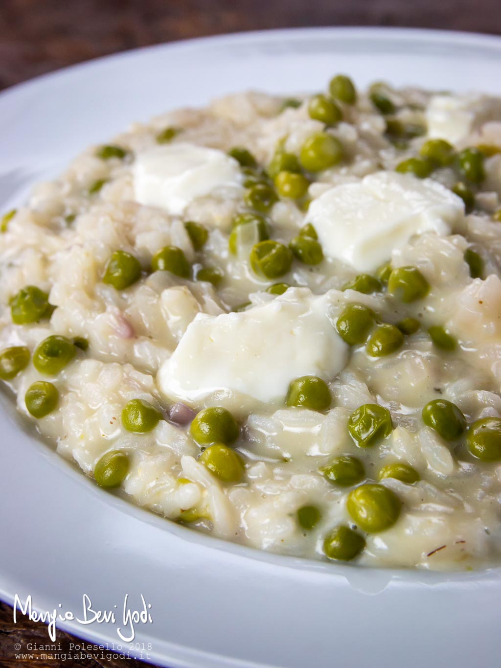 Risotto con piselli e stracchino