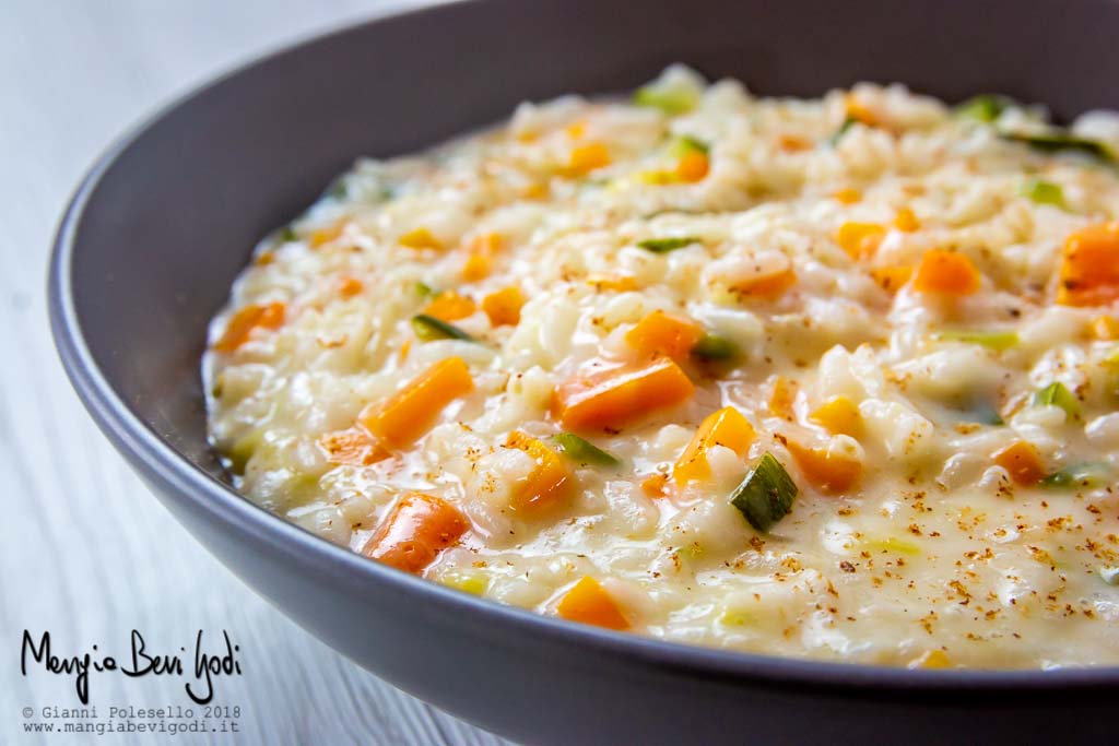 Risotto con carote, zucchine e casatella