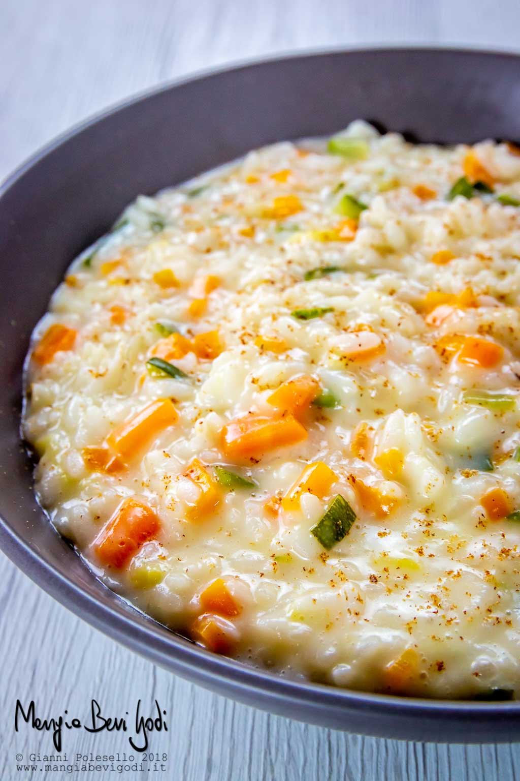 Risotto con carote, zucchine e casatella