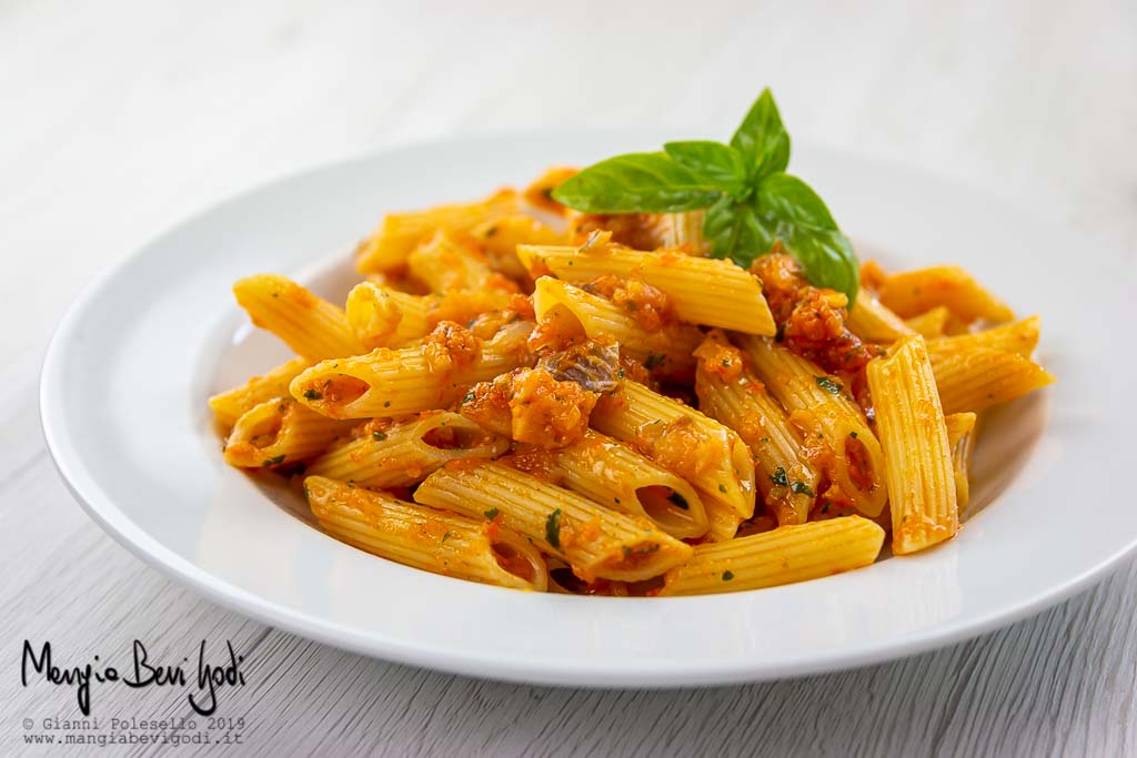 Pasta con merluzzo e peperoni