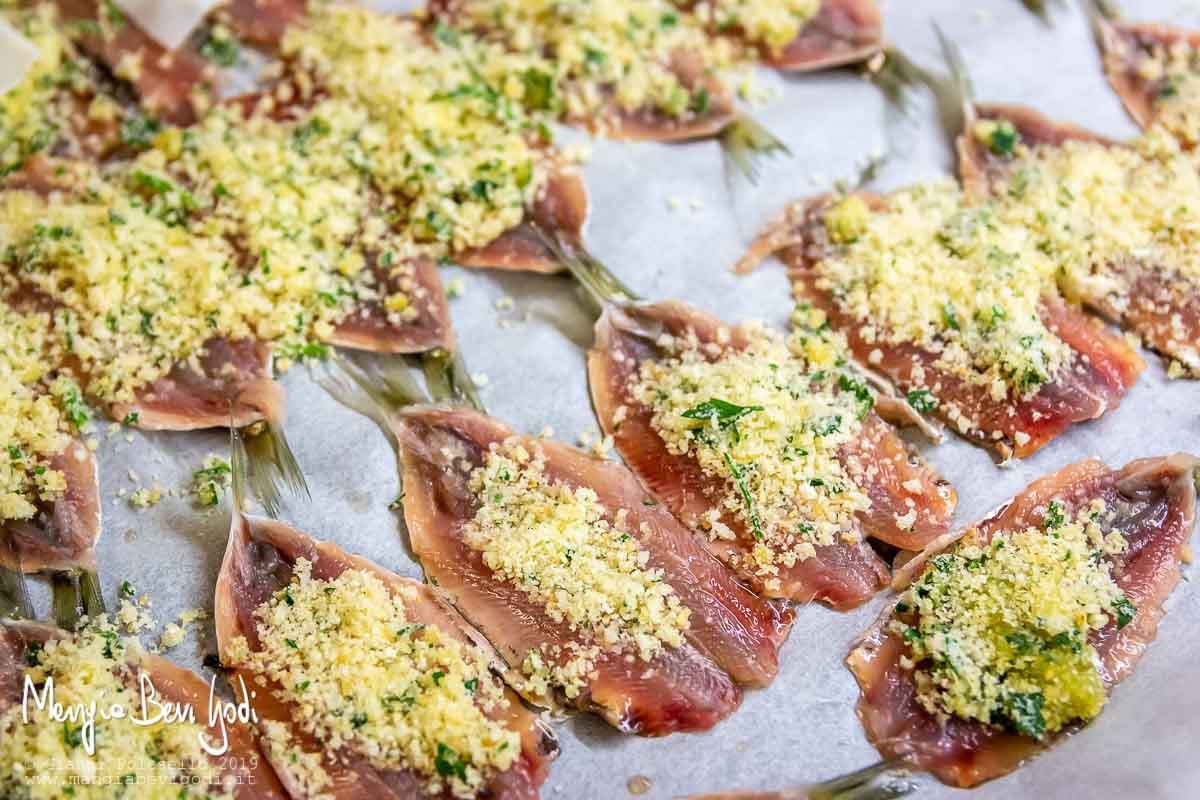 Preparazione sardine gratinate