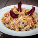 Pasta al radicchio di Treviso, speck e noci