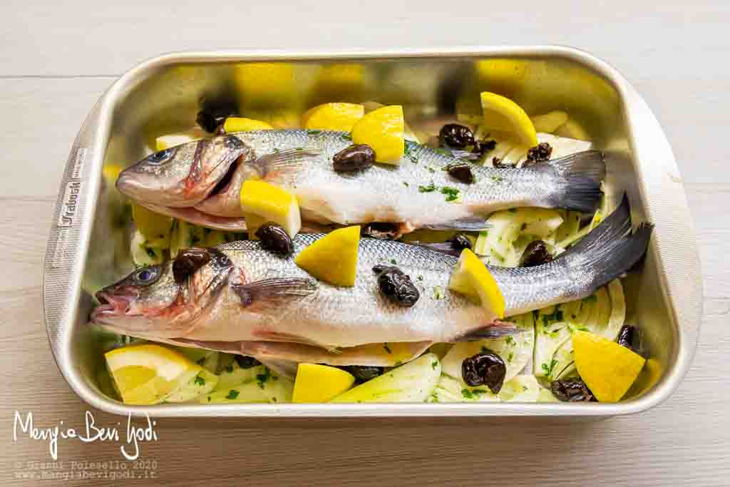 Preparazione spigola alla moscovita