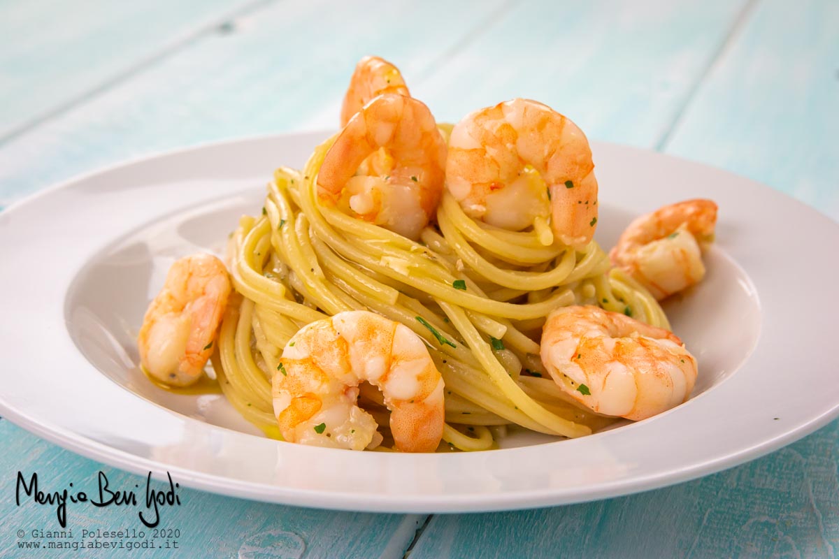 Pasta gamberi e melanzane