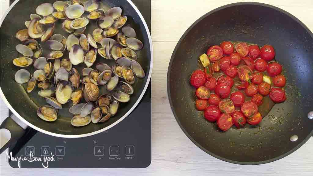 Cottura vongole in padella