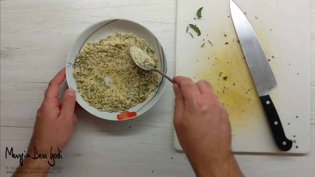 Preparazione panatura per zucca gratinata