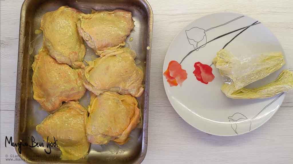 Cottura pollo alla senape, limone e rosmarino