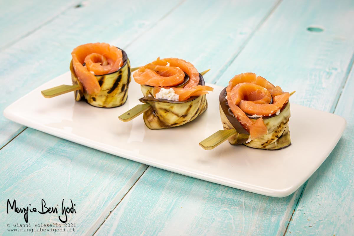 Involtini di melanzane e salmone