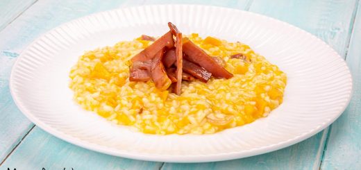 Risotto alla zucca, speck e taleggio