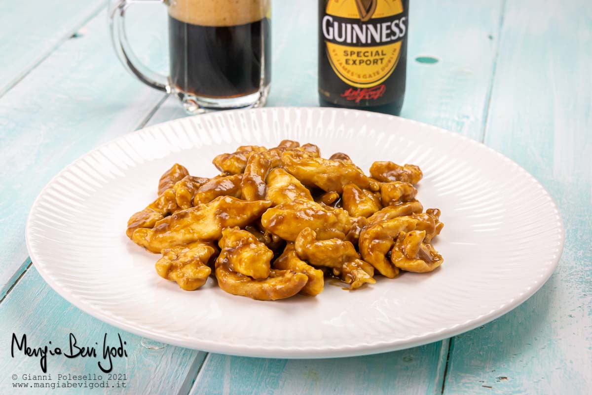 Straccetti di pollo alla Guinness