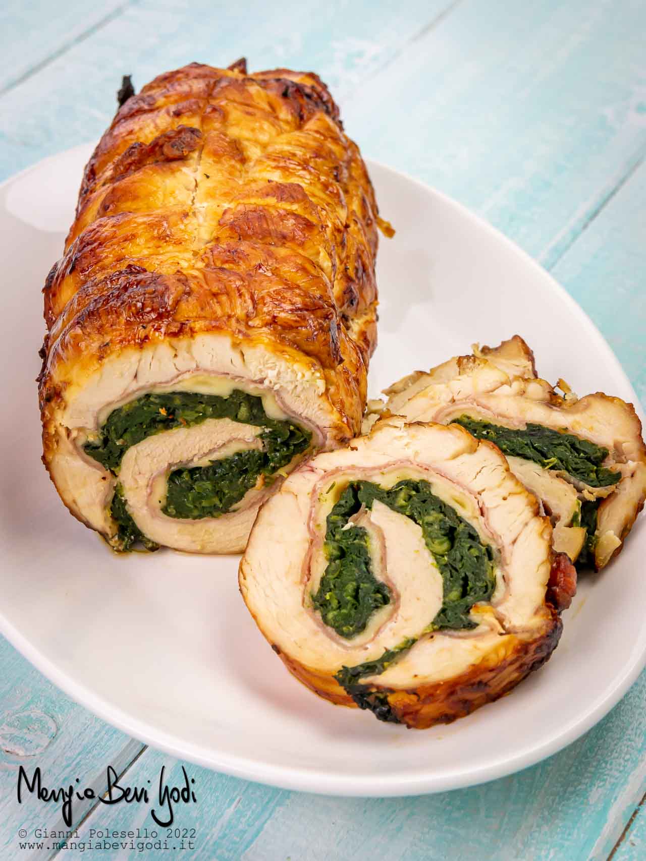 rotolo di pollo con spinaci