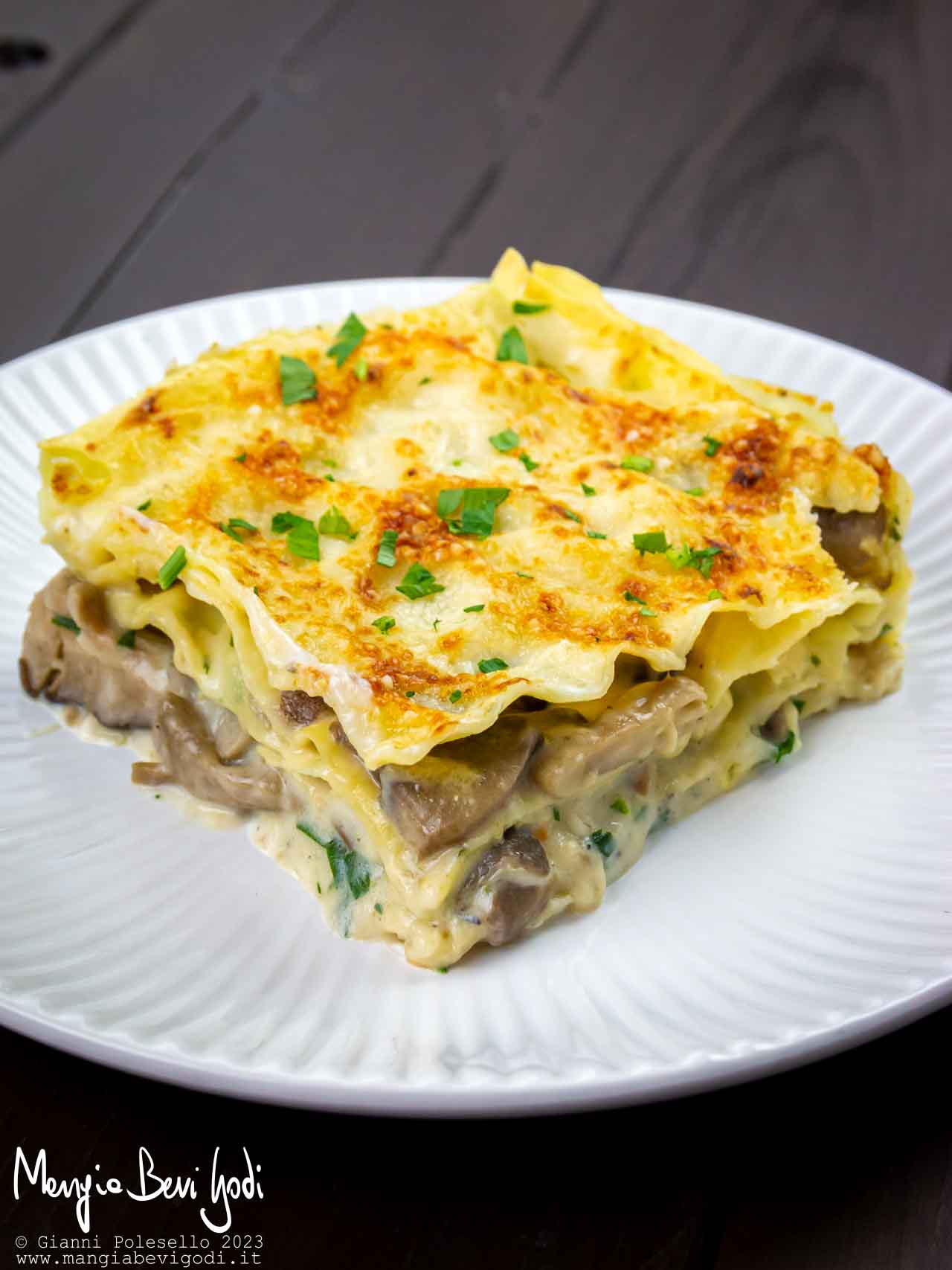 lasagne ai funghi cotte nella friggitrice ad aria