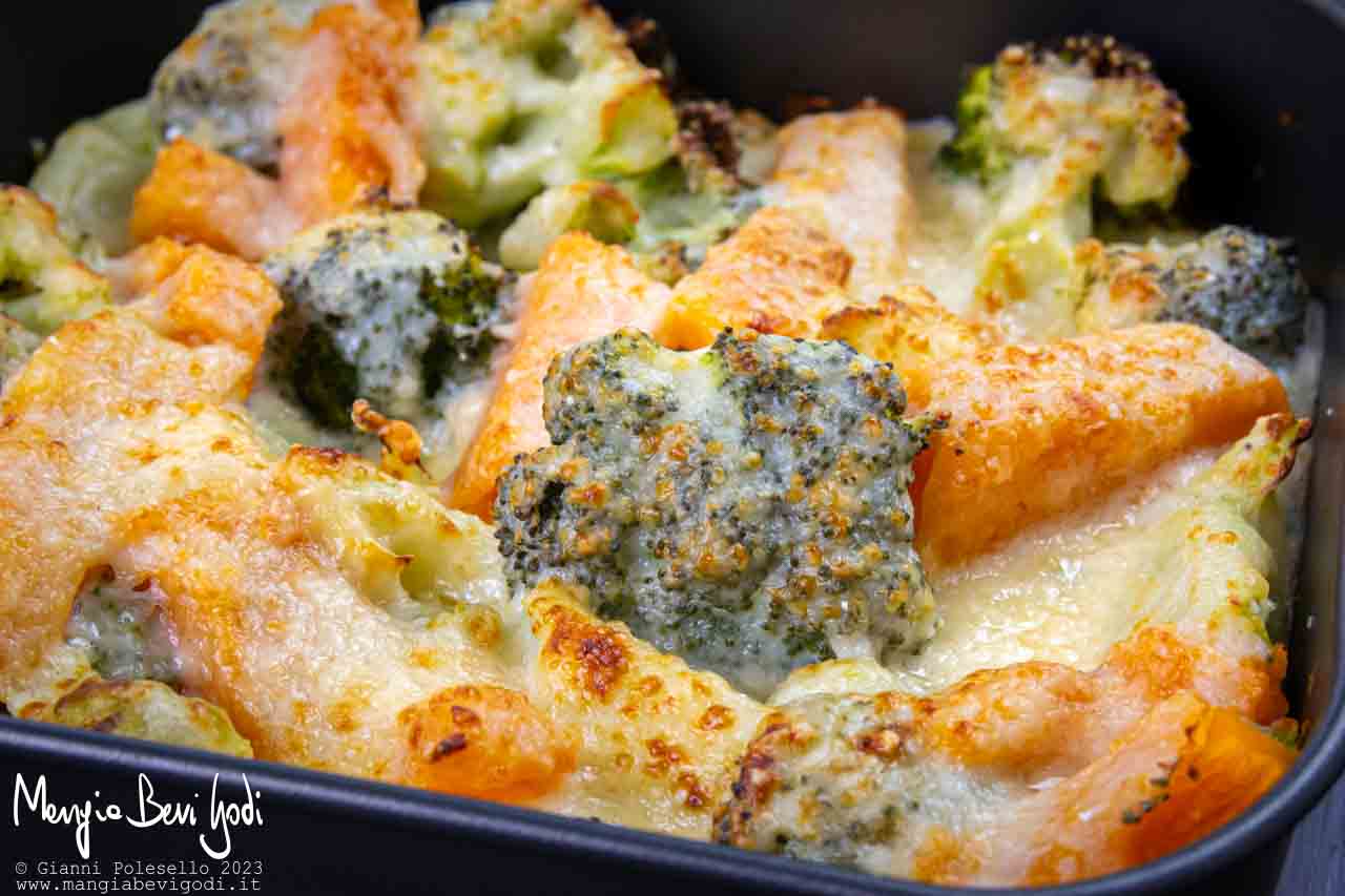Zucca e broccoli al forno
