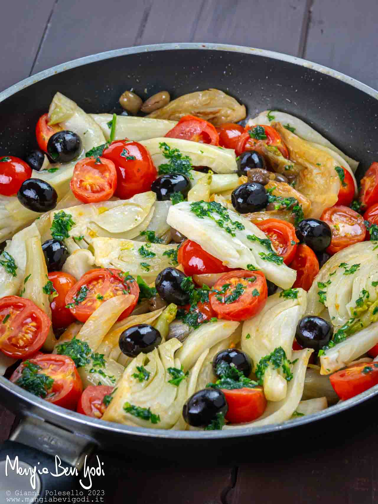 finocchi in padella alla mediterranea