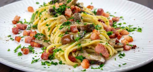 pasta funghi e pancetta