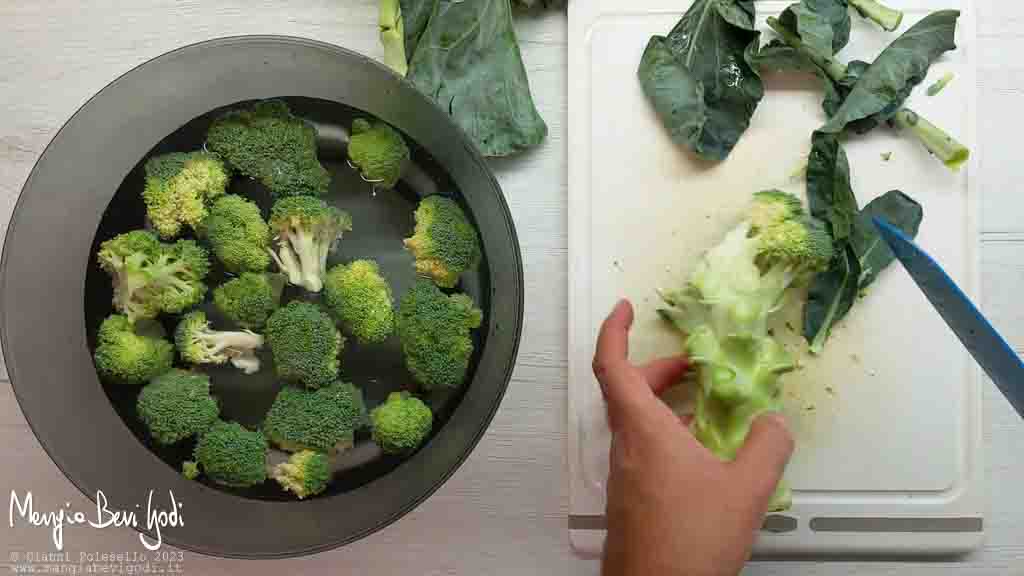tagliare a pezzi e lavare il broccolo