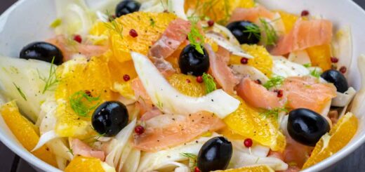 insalata di finocchi, arance e salmone