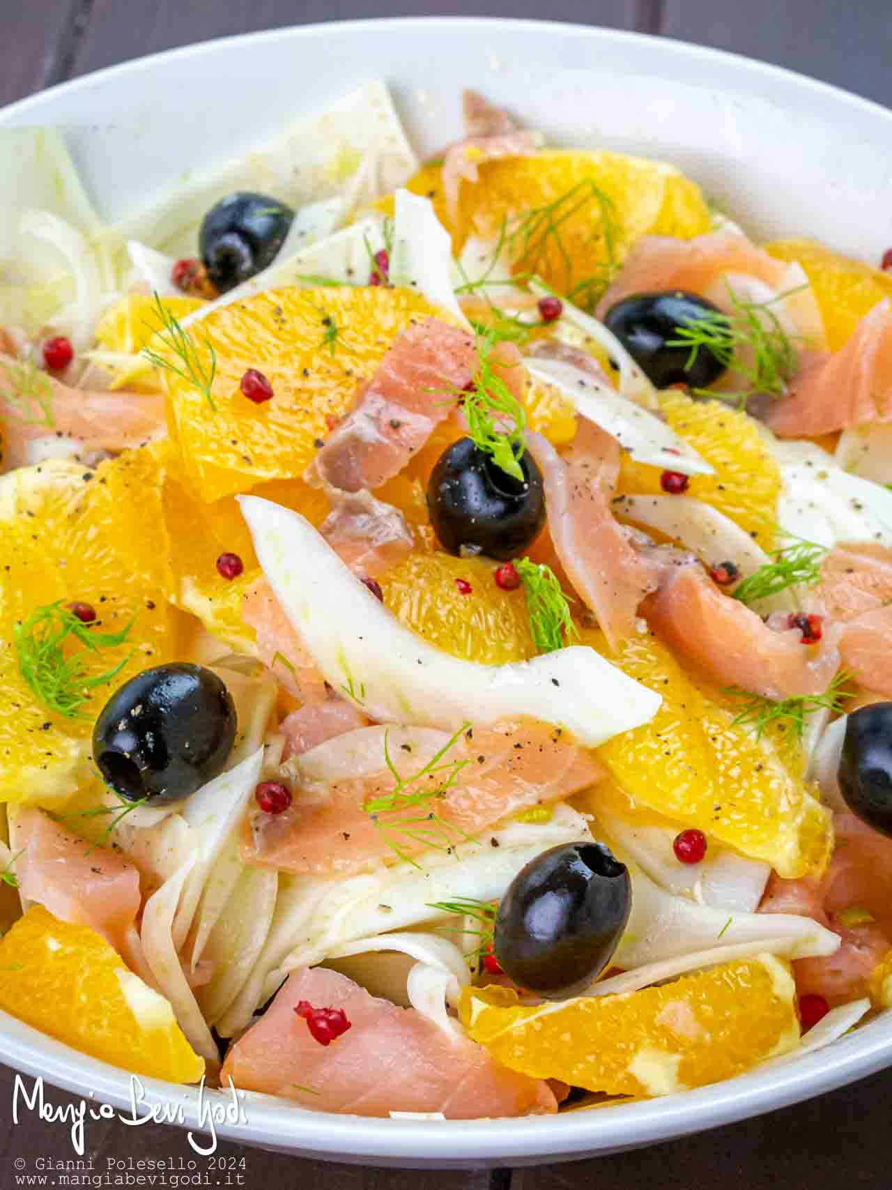 insalata di finocchi, arance e salmone