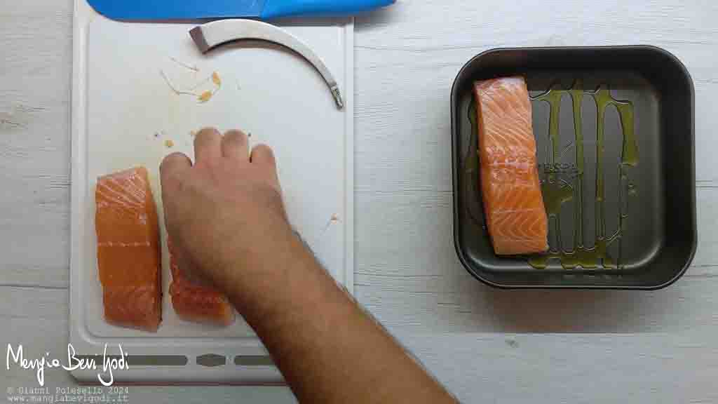 tranci di salmone in teglia