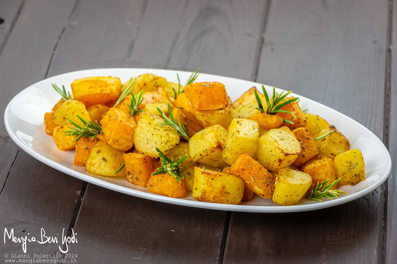zucca e patate in friggitrice ad aria