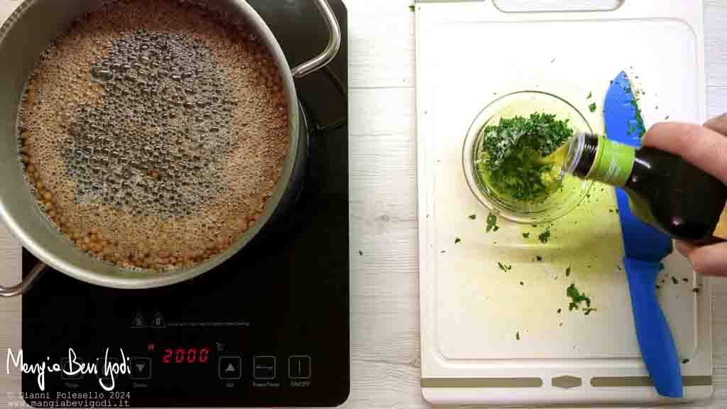 preparazione emulsione alla rucola