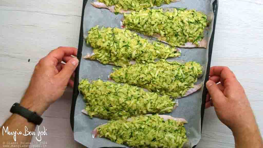 cottura branzino in crosta di zucchine