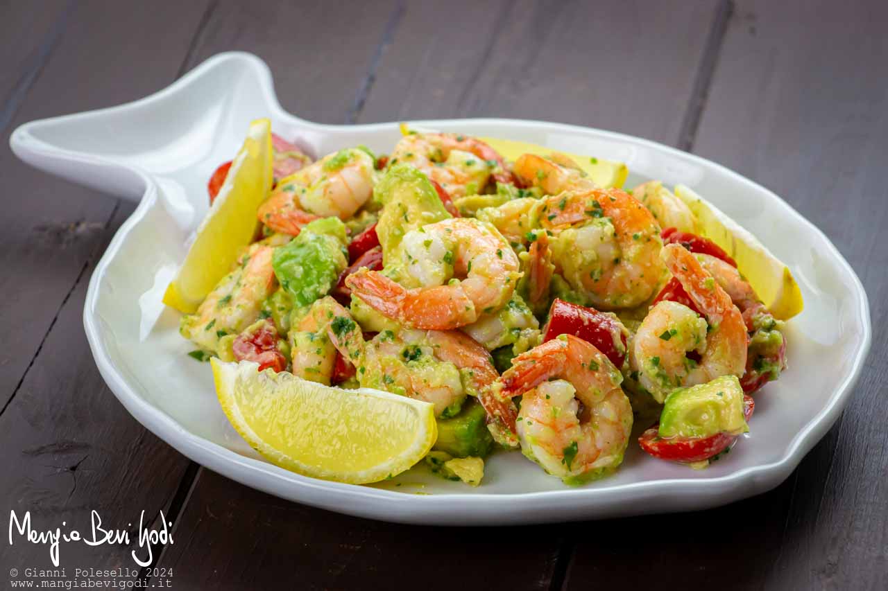 insalata di gamberi e avocado