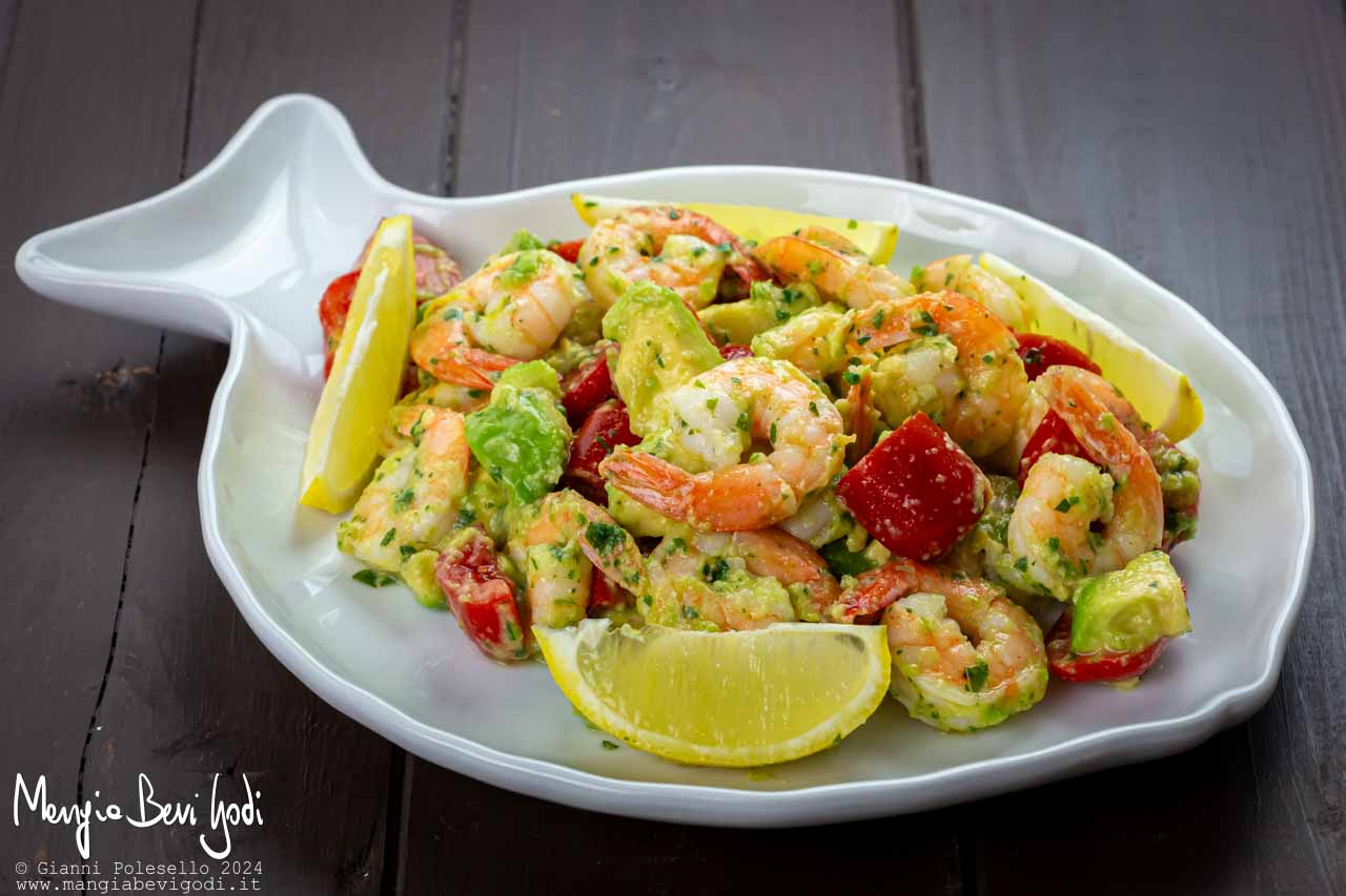 insalata di gamberi e avocado