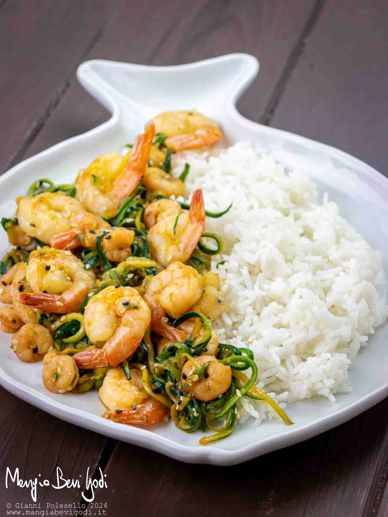 riso basmati con gamberi e zucchine