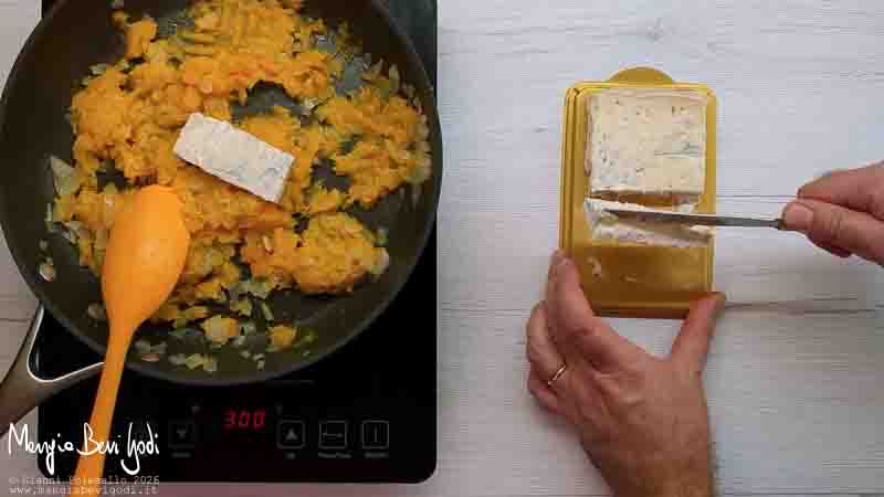 zucca e gorgonzola in padella
